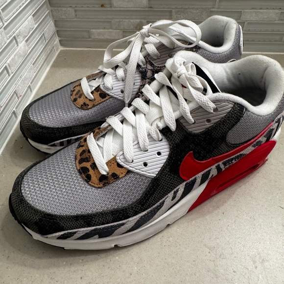 Nike youth Air Max 90 Zebra and Leopard Print Sneakers - Picture 2 of 6
